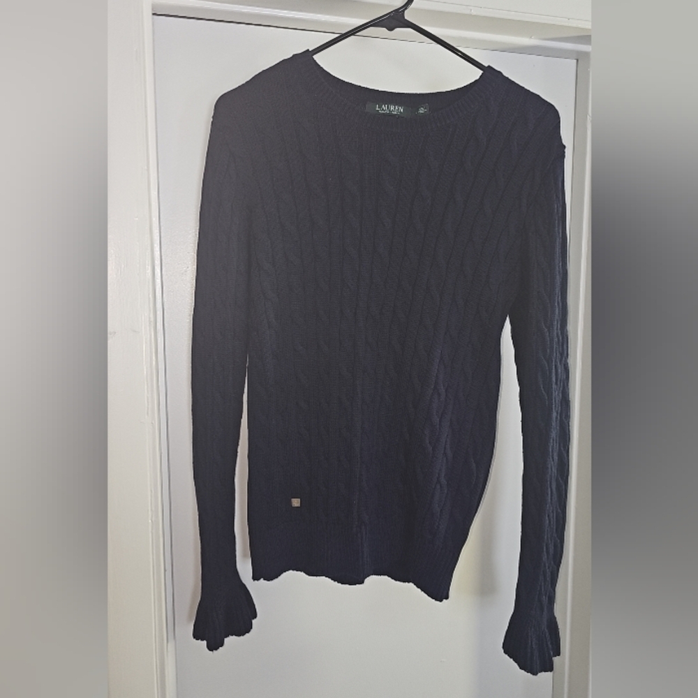 Ralph Lauren Women's Dark Blue Cable Knit Sweater